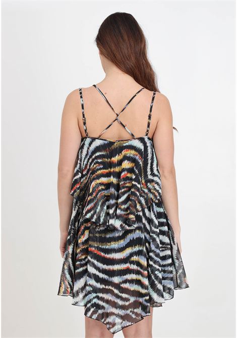 Short women's georgette lurex tiger print dress JUST CAVALLI | 76PAO905NS374MS3